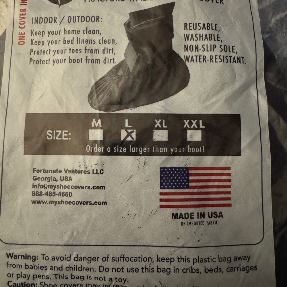 NIP Sz L LG Black ORTHO SHOE BOOT Fracture WATER RESIST Non Slip REUSABLE NEW